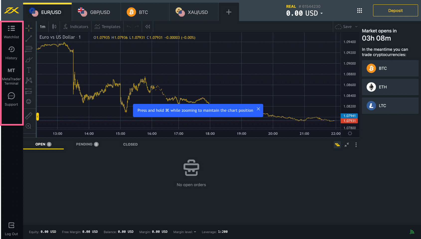 Islamic forex account in Exness